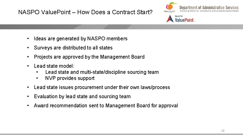 NASPO Value. Point – How Does a Contract Start? • Ideas are generated by