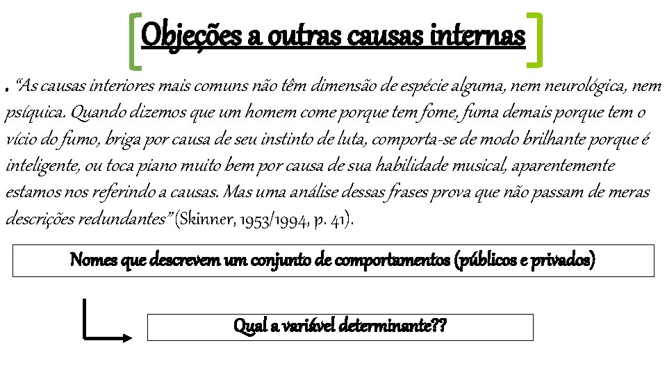 Objeções a outras causas internas. “As causas interiores mais comuns não têm dimensão de