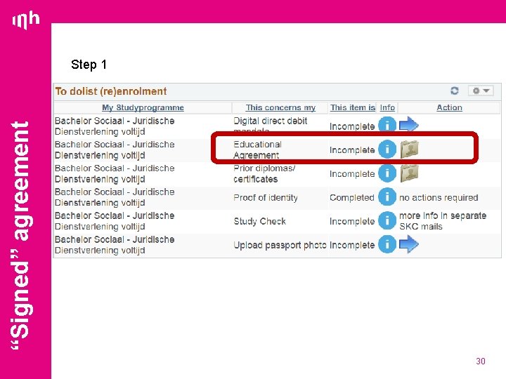 “Signed” agreement Step 1 30 