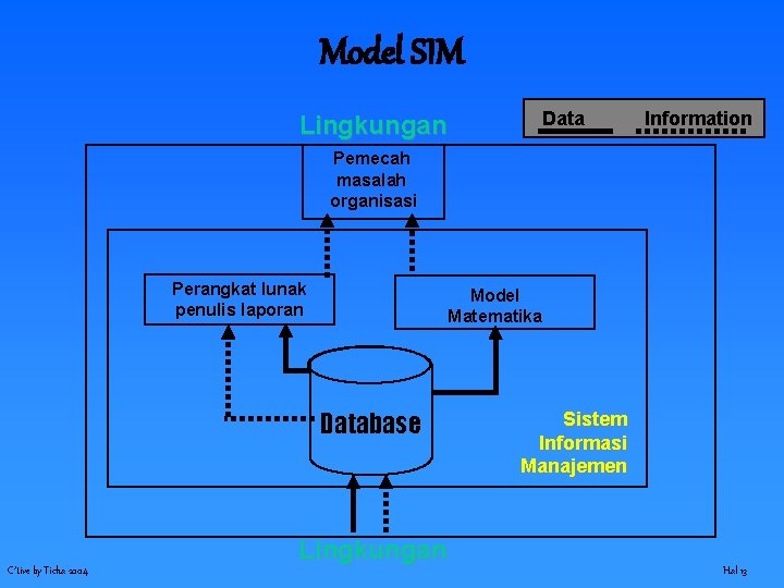 Model SIM Lingkungan Data Information Pemecah masalah organisasi Perangkat lunak penulis laporan Model Matematika