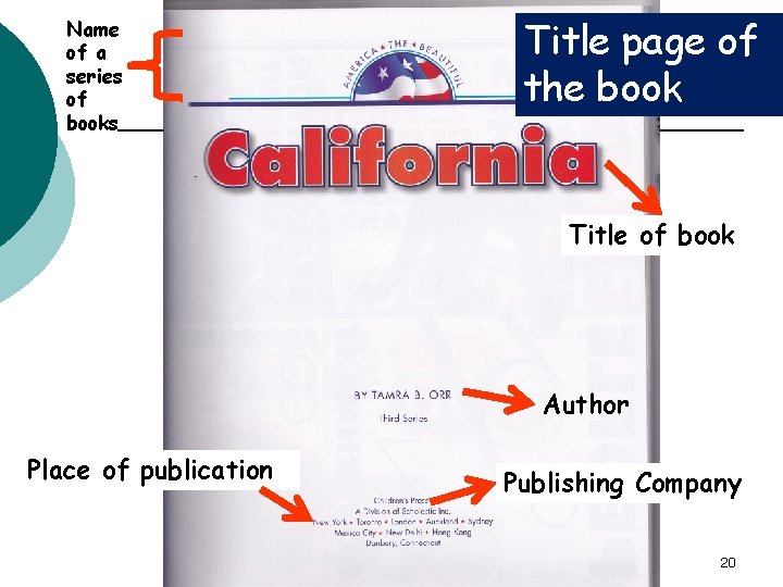 Title page of the book Name of a series of books Title of book