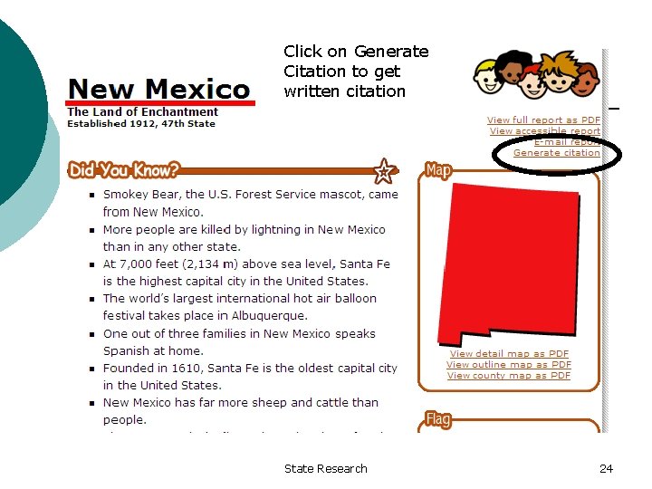 Click on Generate Citation to get written citation State Research 24 