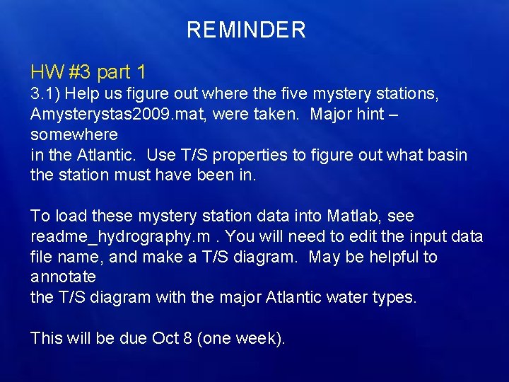 REMINDER HW #3 part 1 3. 1) Help us figure out where the five