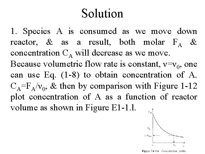 Solution 1. Species A is consumed as we move down reactor, & as a