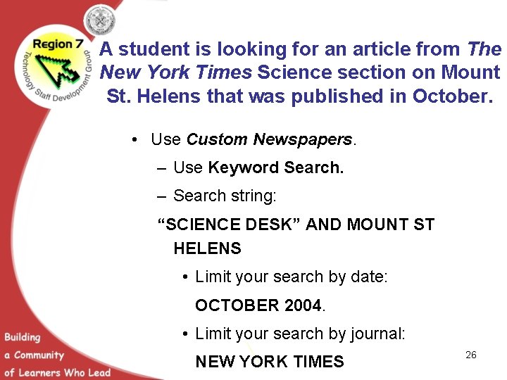 A student is looking for an article from The New York Times Science section