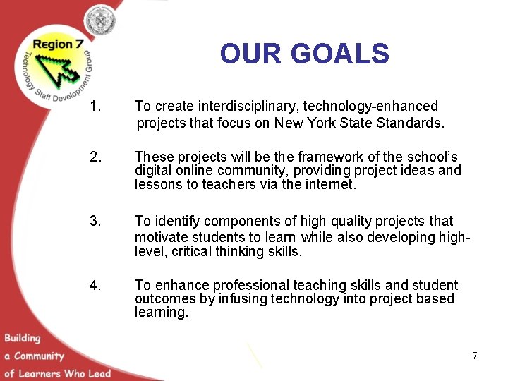 OUR GOALS 1. To create interdisciplinary, technology-enhanced projects that focus on New York State