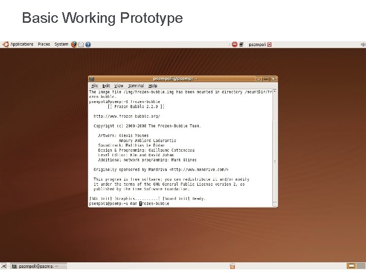 Basic Working Prototype Basic Working Prototype