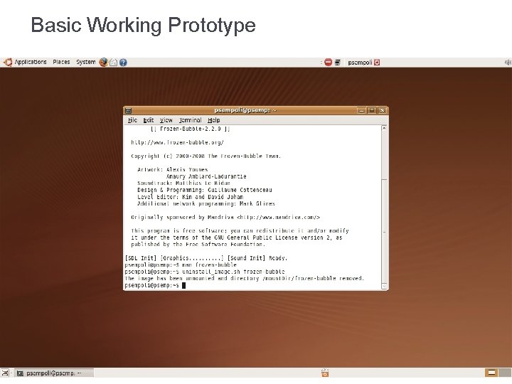 Basic Working Prototype Basic Working Prototype