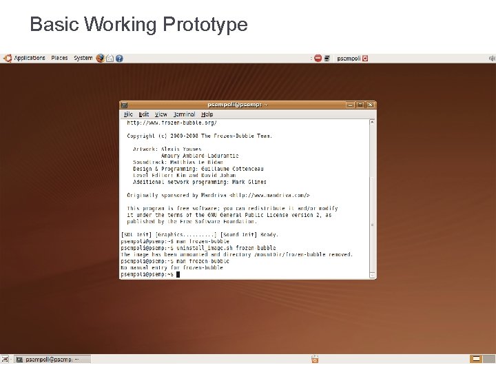 Basic Working Prototype Basic Working Prototype