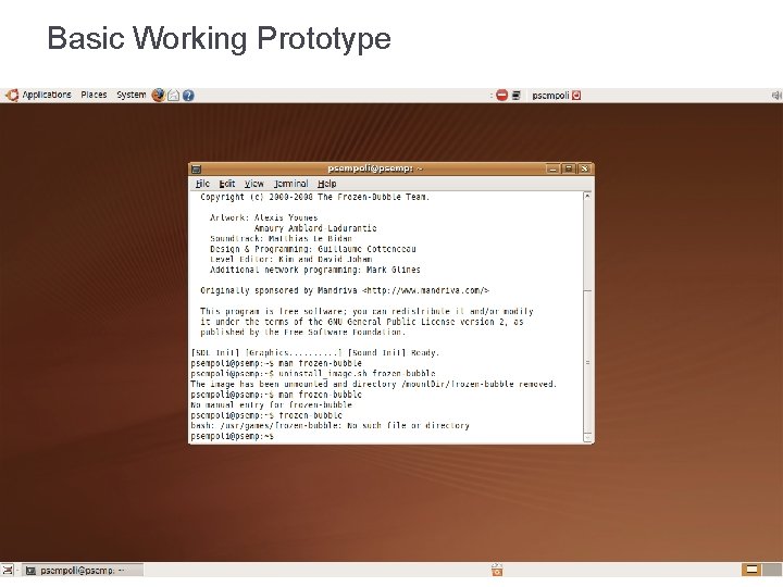 Basic Working Prototype Basic Working Prototype
