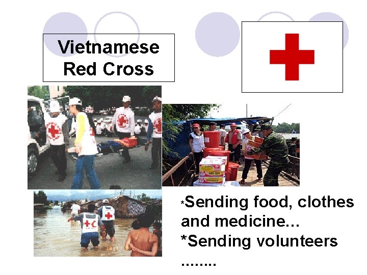 Vietnamese Red Cross Sending food, clothes and medicine… *Sending volunteers. . . . *