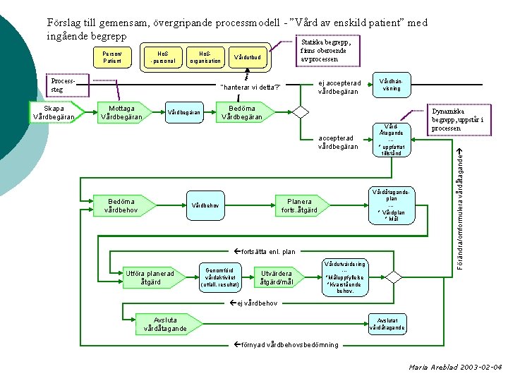 Förslag till gemensam, övergripande processmodell - ”Vård av enskild patient” med ingående begrepp Statiska
