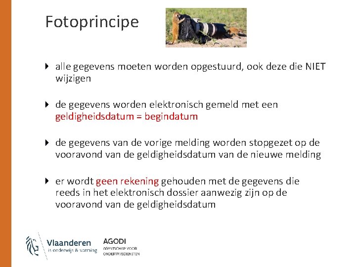 Fotoprincipe alle gegevens moeten worden opgestuurd, ook deze die NIET wijzigen de gegevens worden