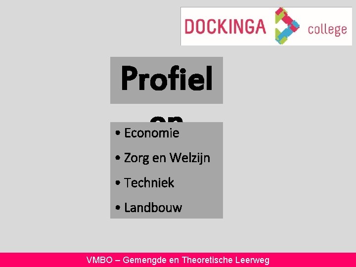 Profiel en • Economie • Zorg en Welzijn • Techniek • Landbouw VMBO –