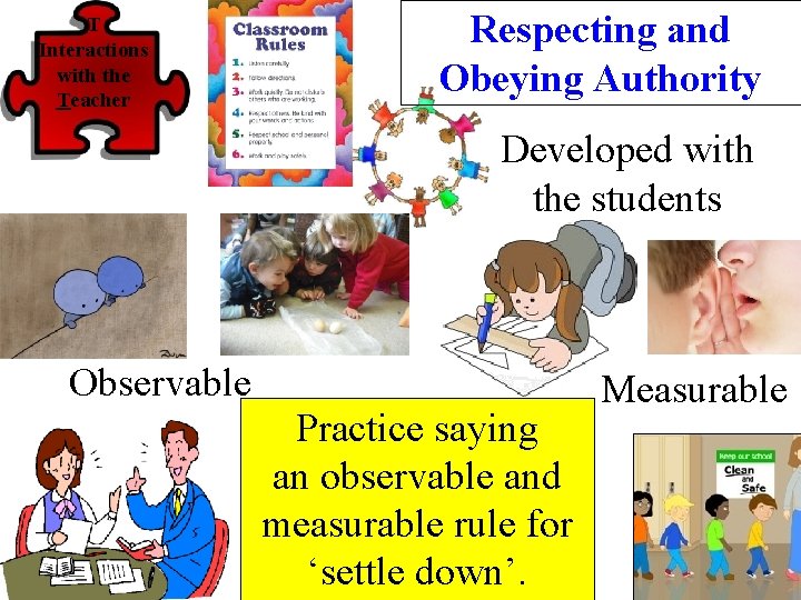 T Interactions with the Teacher Respecting and Obeying Authority Developed with the students Observable