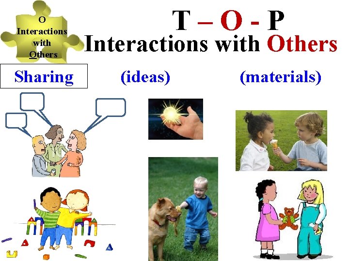O Interactions with Others Sharing T–O-P Interactions with Others (ideas) (materials) 
