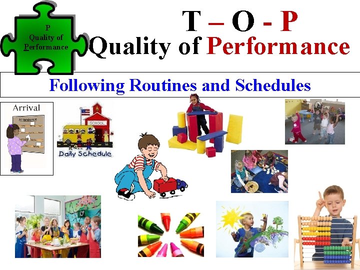 P Quality of Performance T–O-P Quality of Performance Following Routines and Schedules 