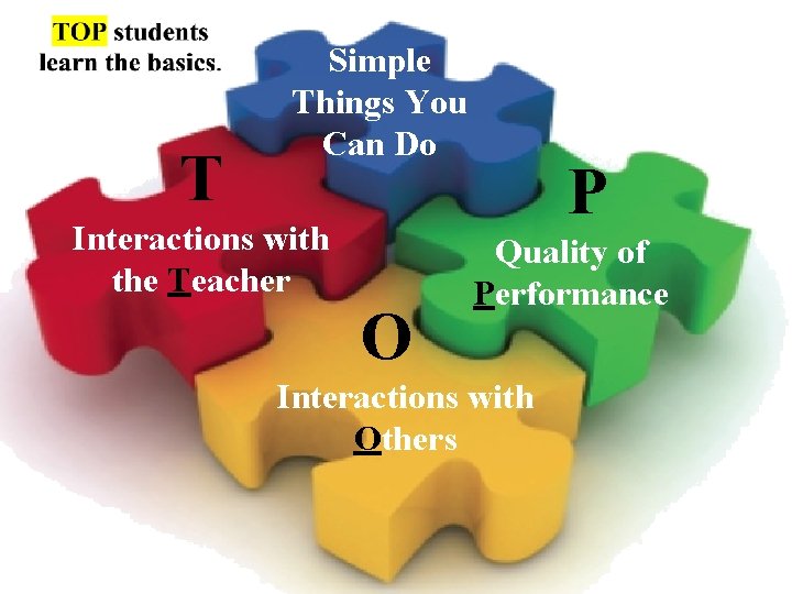 T Simple Things You Can Do Interactions with the Teacher O P Quality of
