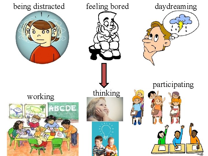 being distracted working feeling bored thinking daydreaming participating 