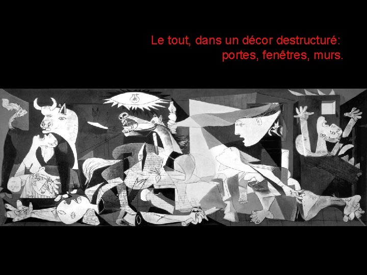 Le tout, dans un décor destructuré: portes, fenêtres, murs. 
