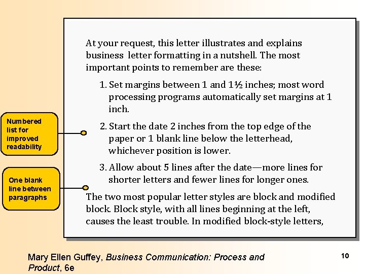 At your request, this letter illustrates and explains business letter formatting in a nutshell.
