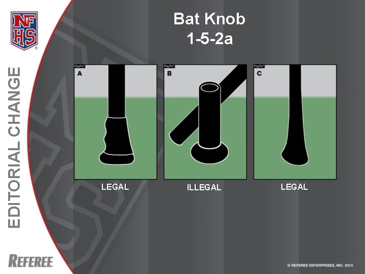 EDITORIAL CHANGE Bat Knob 1 -5 -2 a LEGAL ILLEGAL 