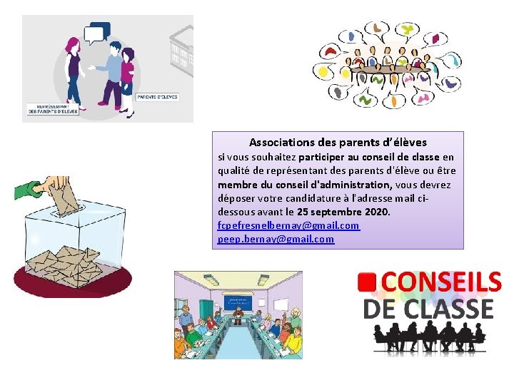 Associations des parents d’élèves si vous souhaitez participer au conseil de classe en qualité