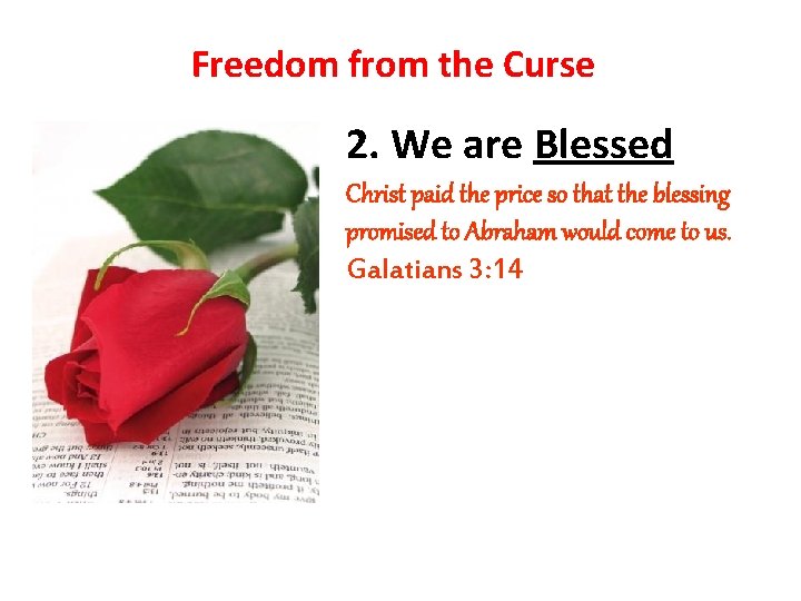 Freedom from the Curse 2. We are Blessed Christ paid the price so that