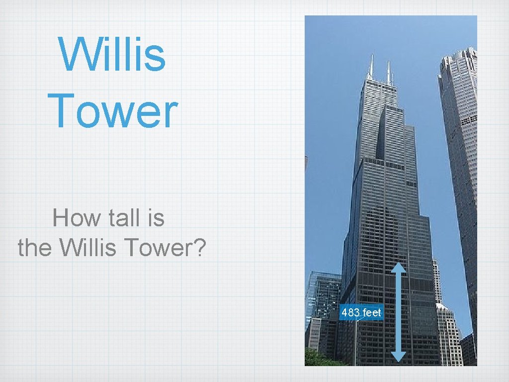 Willis Tower How tall is the Willis Tower? 483 feet 