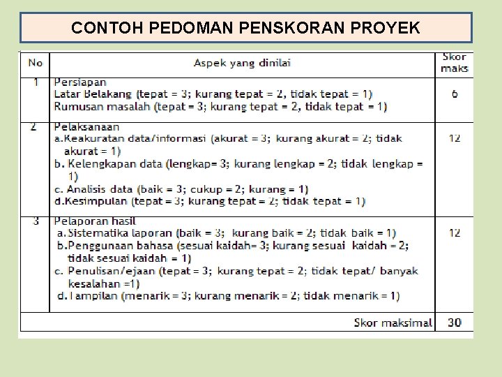 CONTOH PEDOMAN PENSKORAN PROYEK 