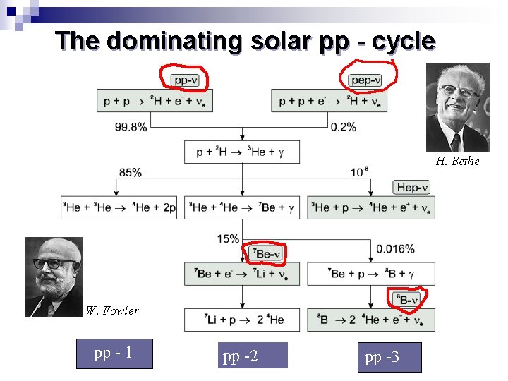 The dominating solar pp - cycle H. Bethe W. Fowler pp - 1 pp