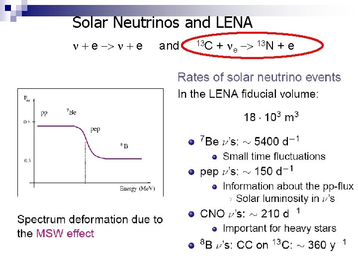 Solar Neutrinos and LENA n + e -> n + e and 13 C