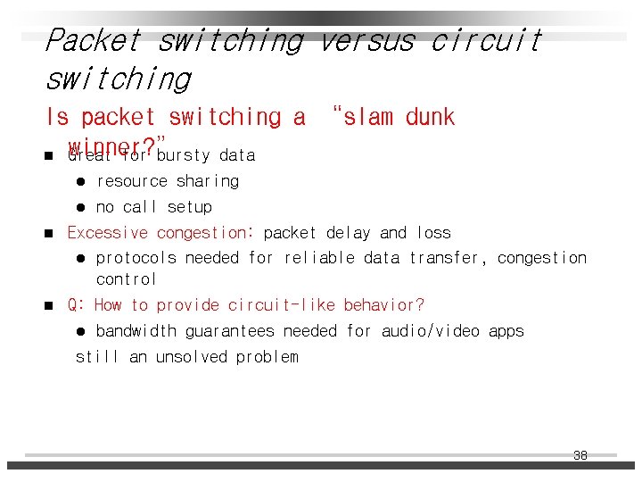 Packet switching versus circuit switching Is packet switching a “slam dunk n winner? ”