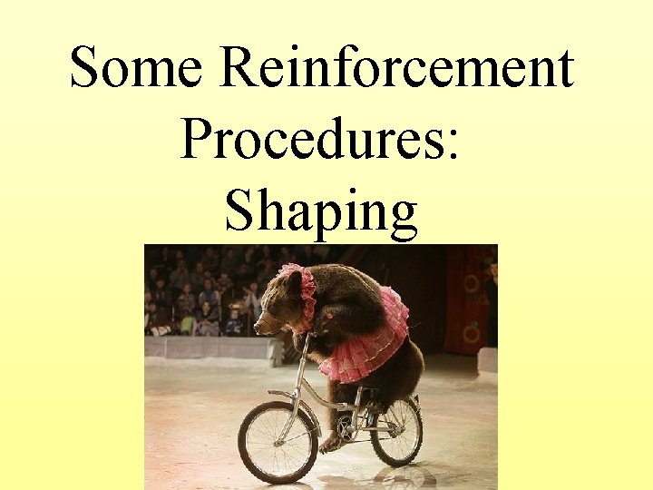 Some Reinforcement Procedures: Shaping 