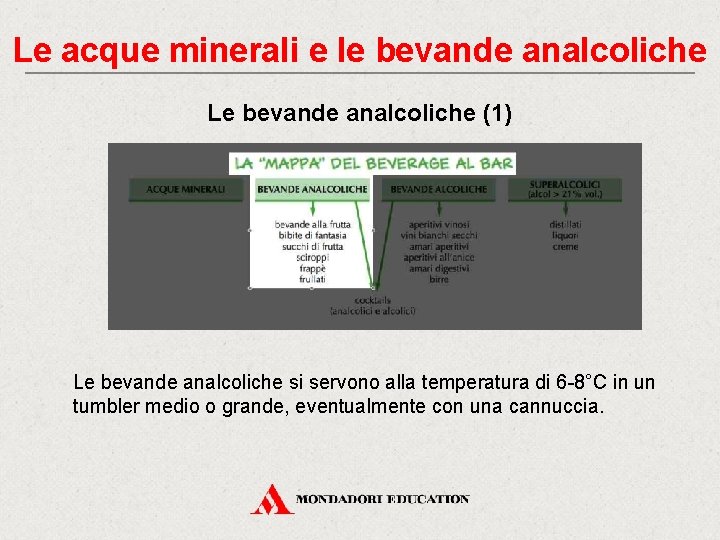 Le acque minerali e le bevande analcoliche Le bevande analcoliche (1) Le bevande analcoliche