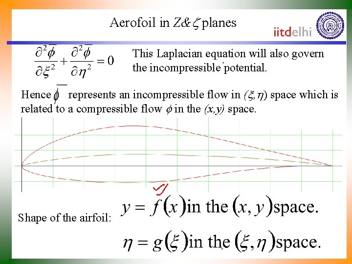 Aerofoil in Z& planes This Laplacian equation will also govern the incompressible potential. Hence