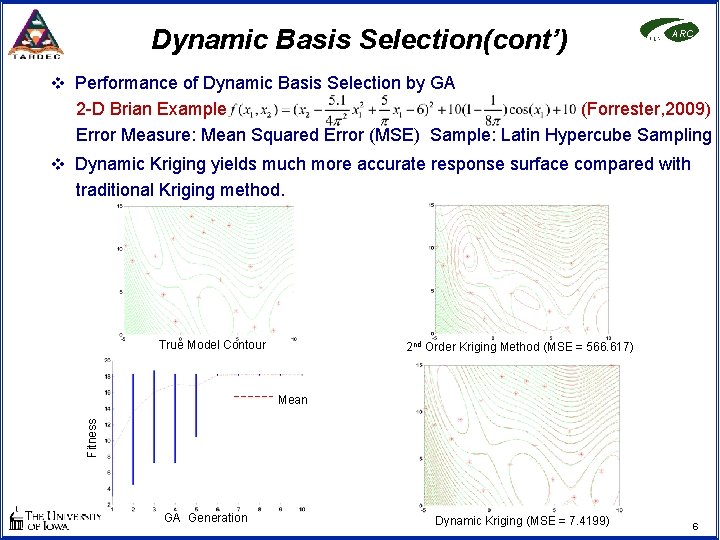 Dynamic Basis Selection(cont’) ARC v Performance of Dynamic Basis Selection by GA 2 -D