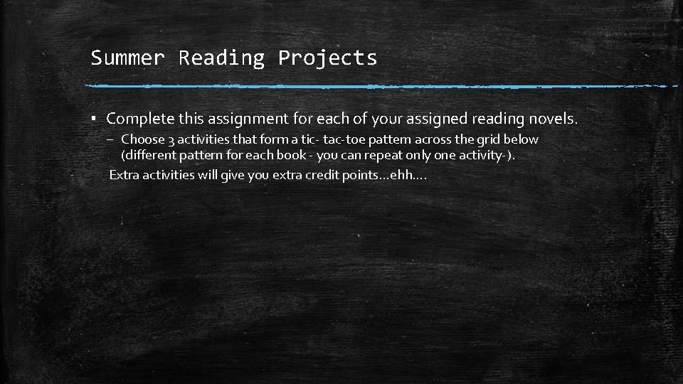 Summer Reading Projects ▪ Complete this assignment for each of your assigned reading novels.