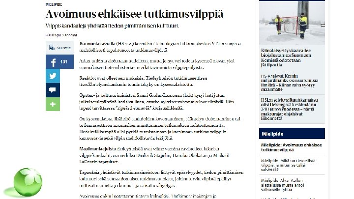 Avoimuus ehkäisee tutkimusvilppiä 