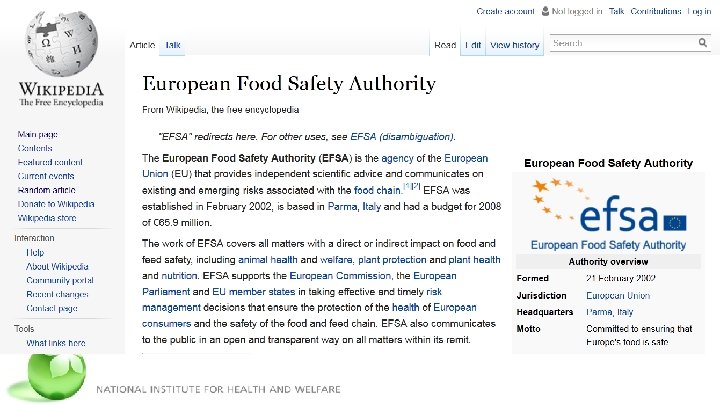 EFSA page in Wikipedia 