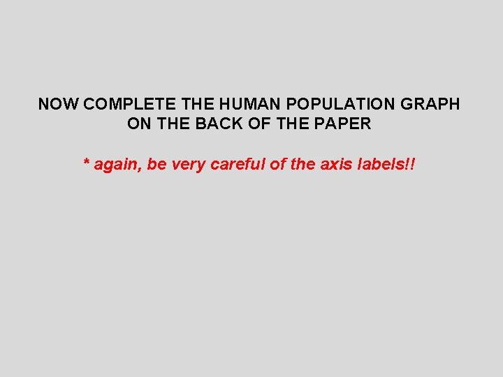 NOW COMPLETE THE HUMAN POPULATION GRAPH ON THE BACK OF THE PAPER * again,