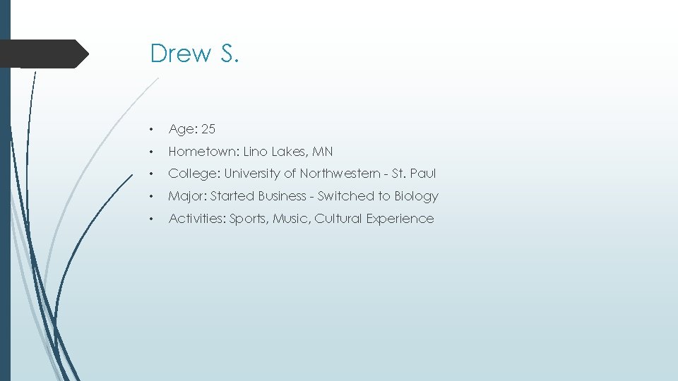 Drew S. • Age: 25 • Hometown: Lino Lakes, MN • College: University of