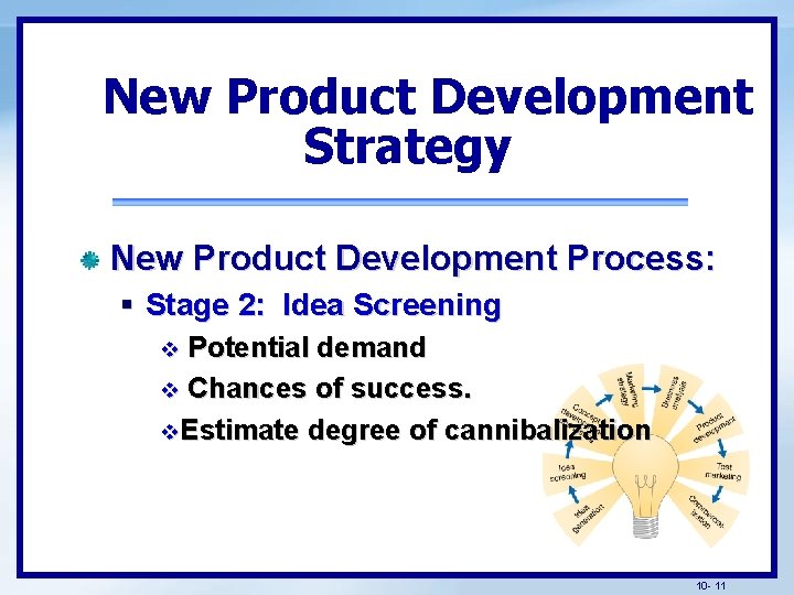 New Product Development Strategy New Product Development Process: § Stage 2: Idea Screening Potential