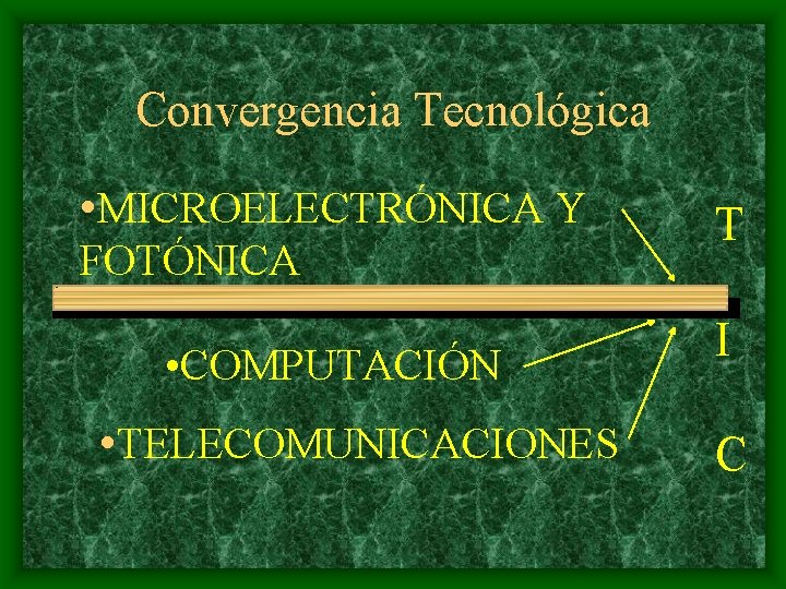 Convergencia Tecnológica • MICROELECTRÓNICA Y FOTÓNICA • COMPUTACIÓN • TELECOMUNICACIONES T I C 