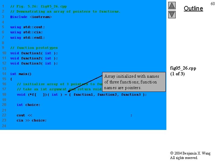 1 2 3 // Fig. 5. 26: fig 05_26. cpp // Demonstrating an array