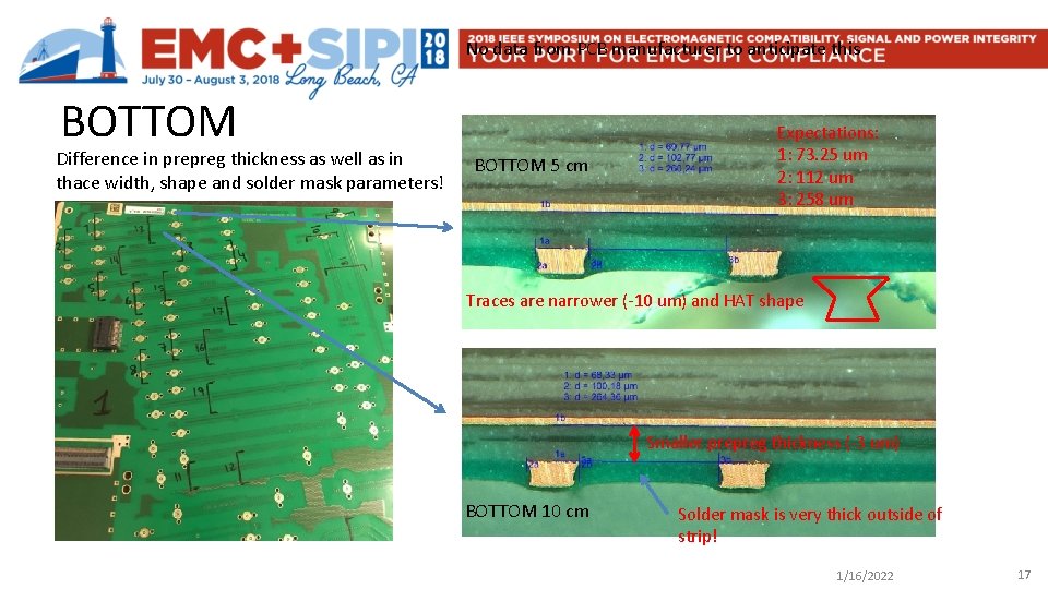No data from PCB manufacturer to anticipate this BOTTOM Difference in prepreg thickness as