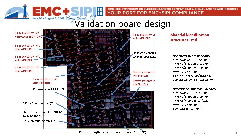 Validation board design 5 cm and 10 cm diff. microstrips (BOTTOM) 5 cm and