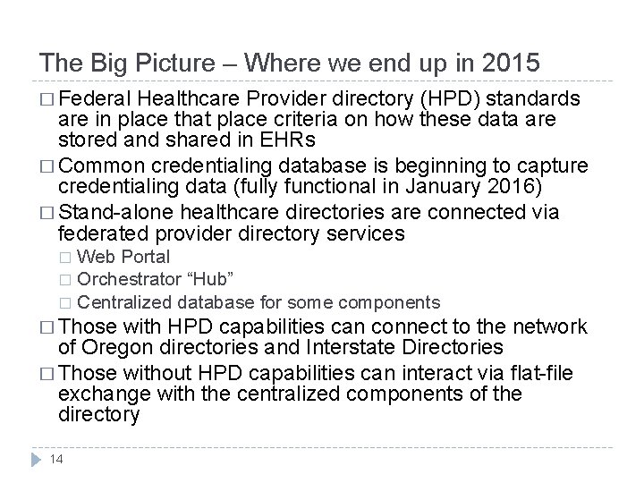 The Big Picture – Where we end up in 2015 � Federal Healthcare Provider