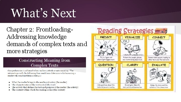 What’s Next Chapter 2: Frontloading. Addressing knowledge demands of complex texts and more strategies