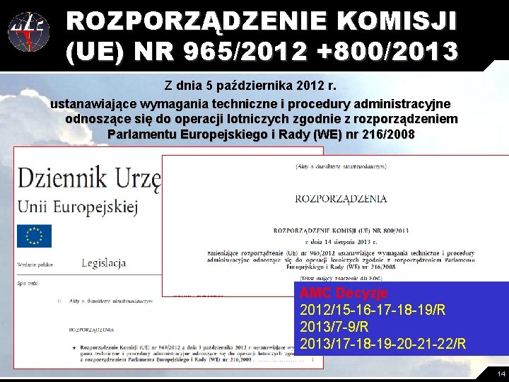 ROZPORZĄDZENIE KOMISJI (UE) NR 965/2012 +800/2013 Z dnia 5 października 2012 r. ustanawiające wymagania